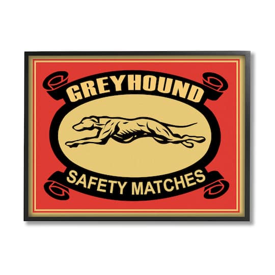 Stupell Industries Greyhound Safety Matches Vintage Wall Art in Frame